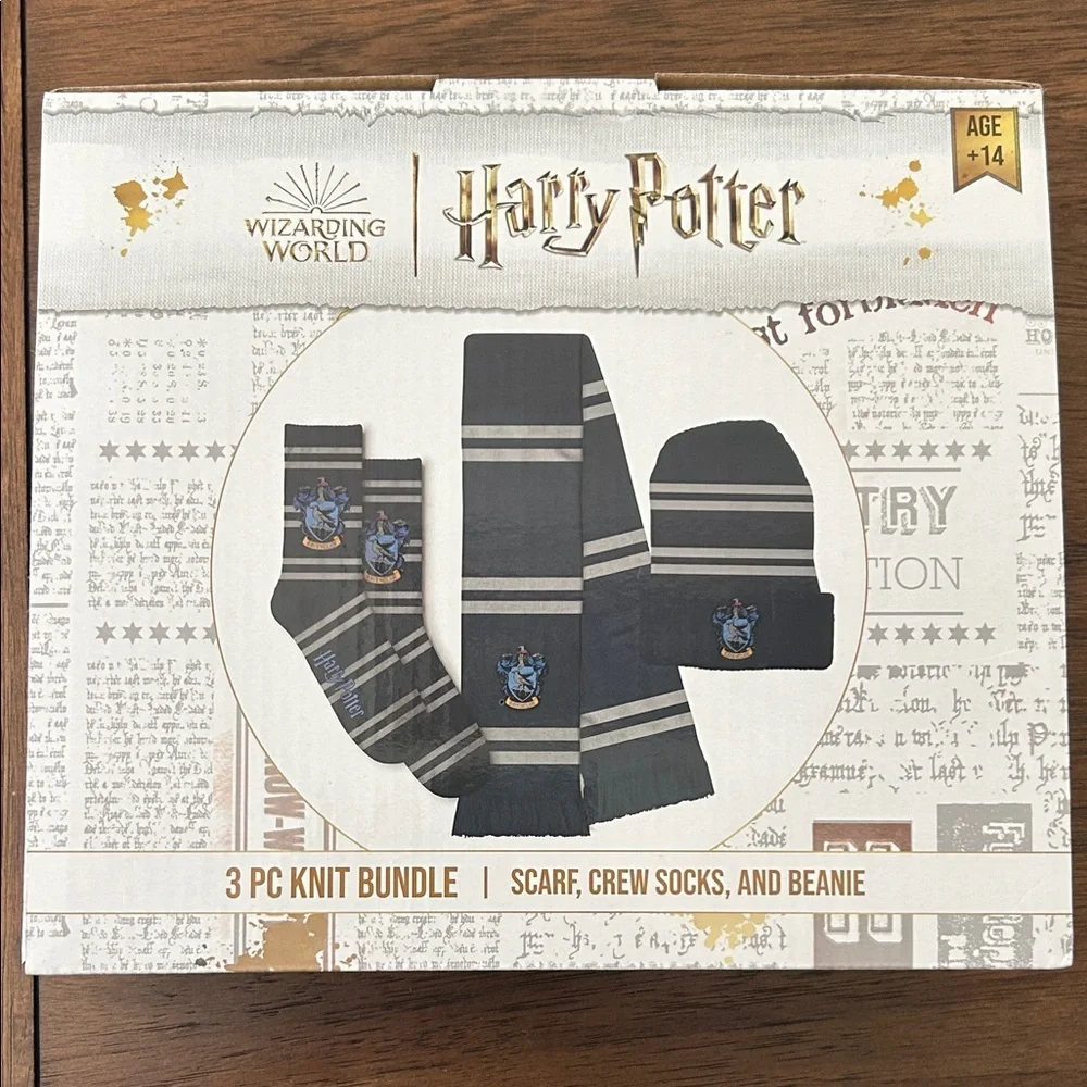 CultureFly Harry Potter Ravenclaw 3 PC Knit Bundle Scarf, Socks, Beanie Set